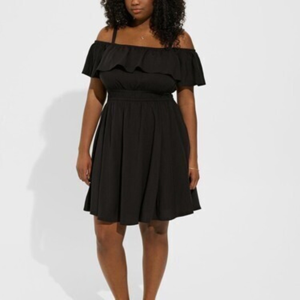 Mini Washable Challis Off Shoulder Skater Dress